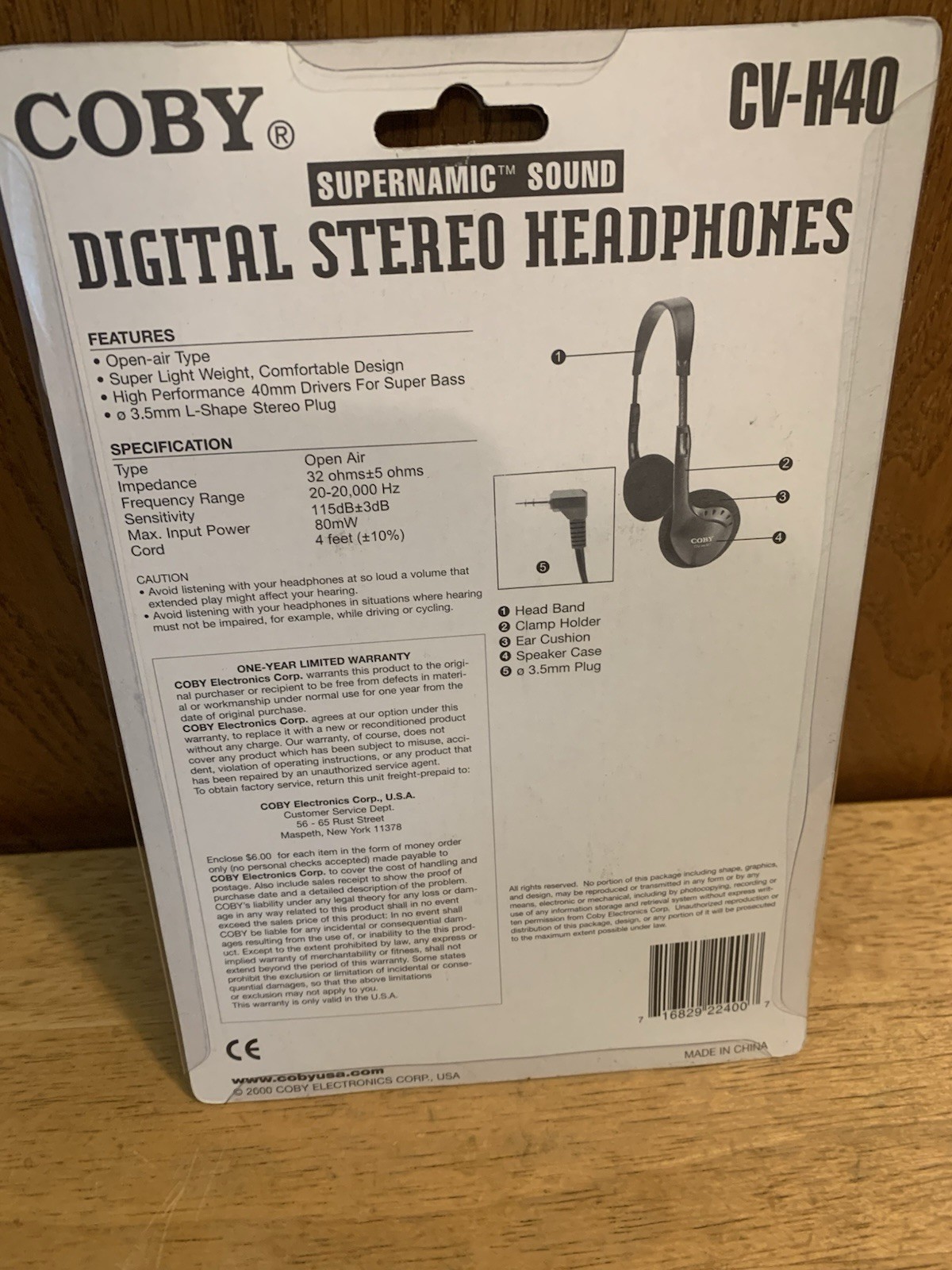 New Sealed Coby Digital Stereo Headphones Super Bass- With Plug-CV-H40
