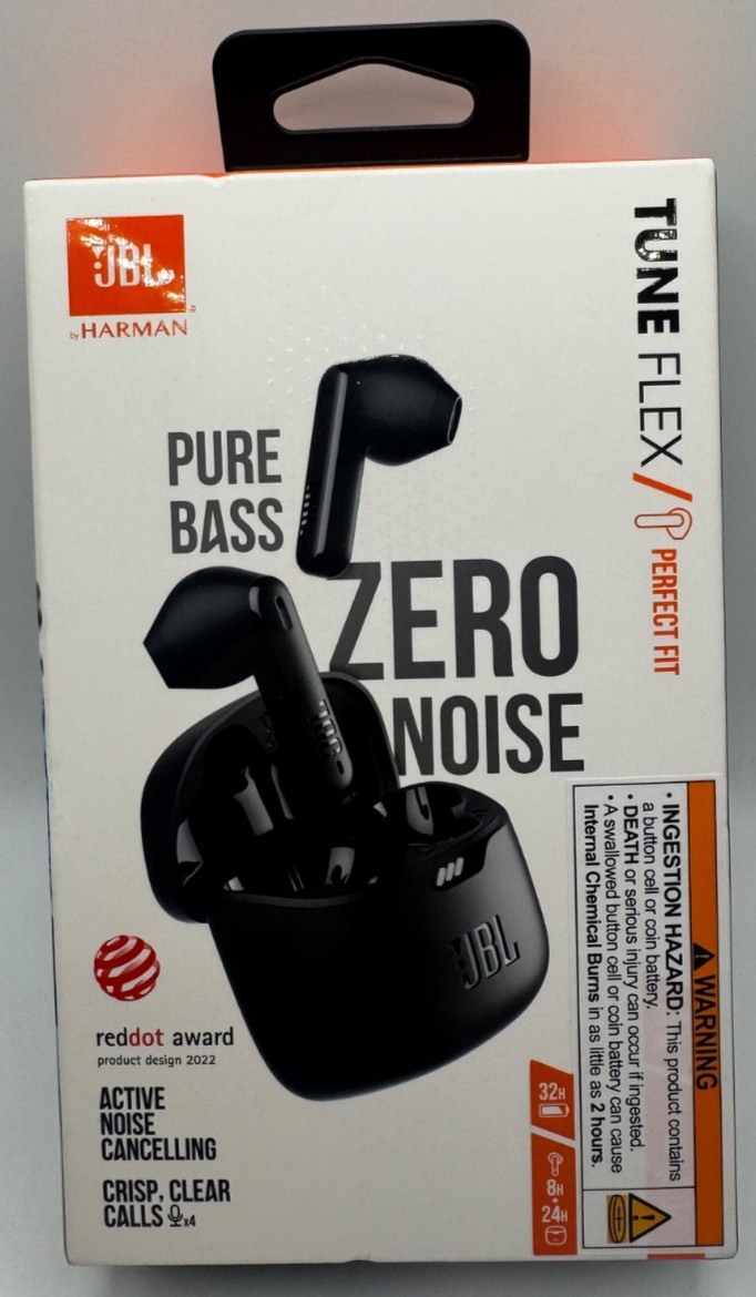 By Harman JBL Tune Flex Active Noise Cancelling Earbuds Black