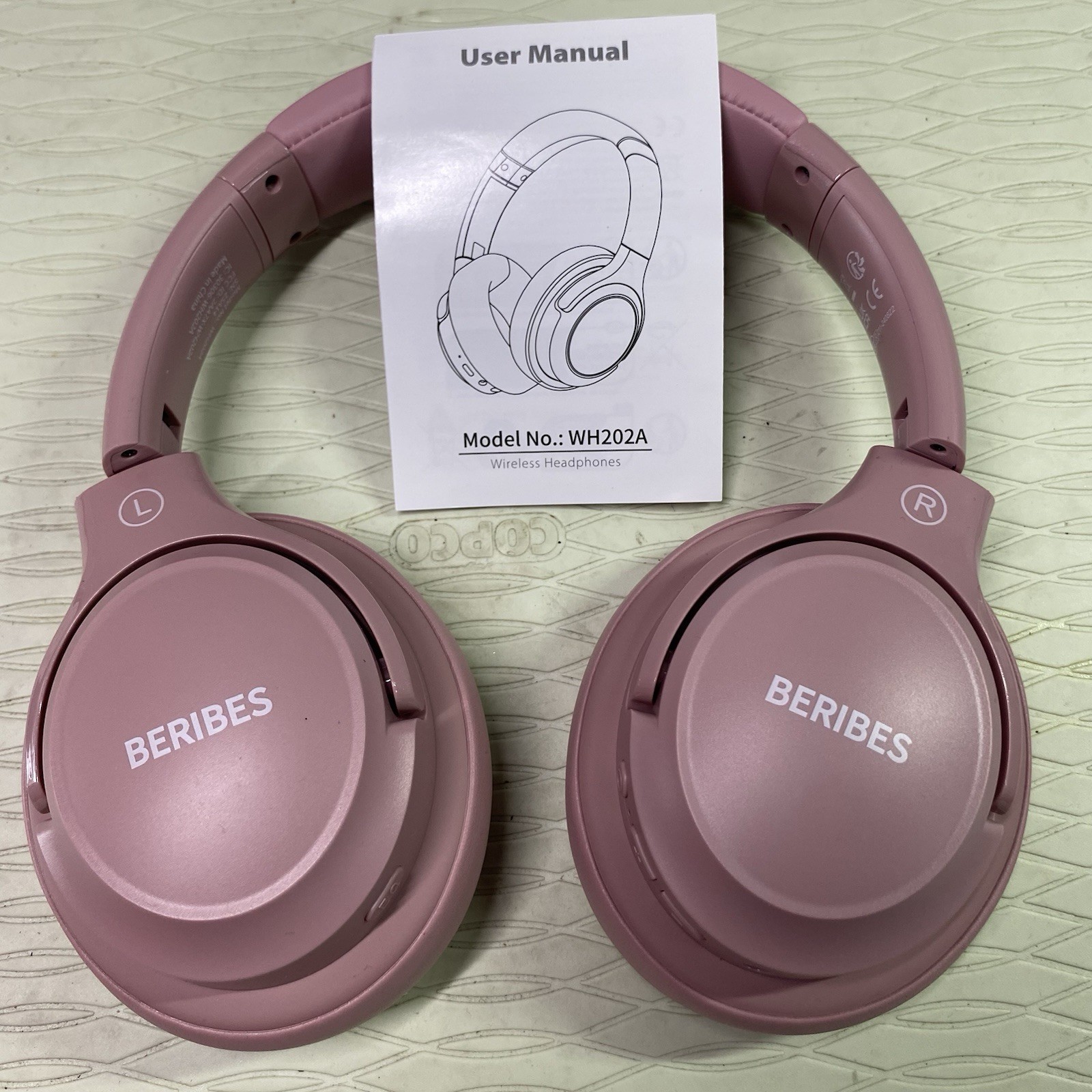 BERIBES Bluetooth Headphones Over Ear Music Talk 65 Hrs. Range 33 Ft. Pink NWB