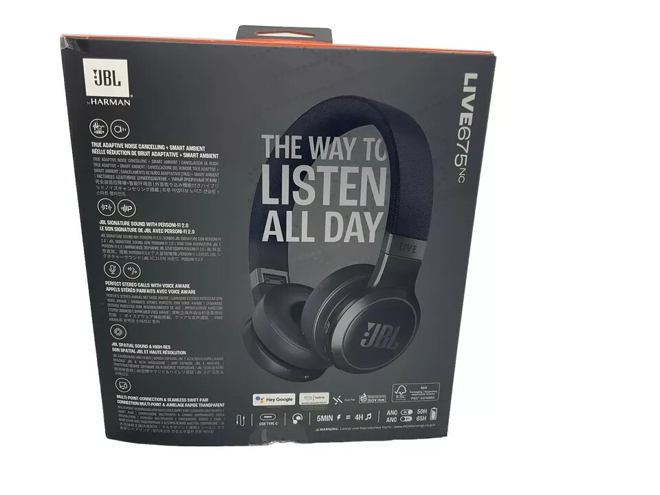 NEW JBL LIVE 675 NC HARMAN WIRELESS TRUE ADAPTIVE NOISE CANCELING HEADPHONES