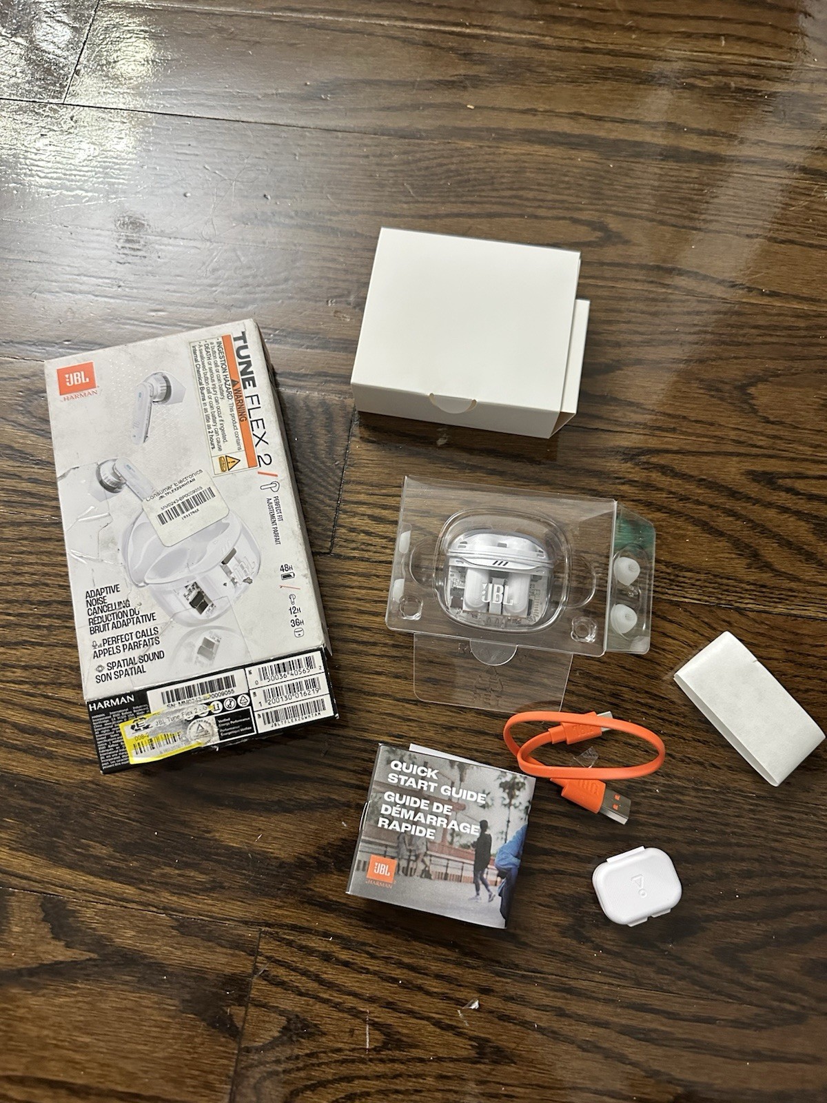 New Open Box JBL Tune Flex 2 Ghost Edition Wireless Noise Cancelling Earbuds