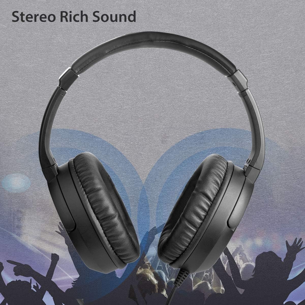 HF039 Stereo Sound Headphones – Volume Control, 16.4ft Cable
