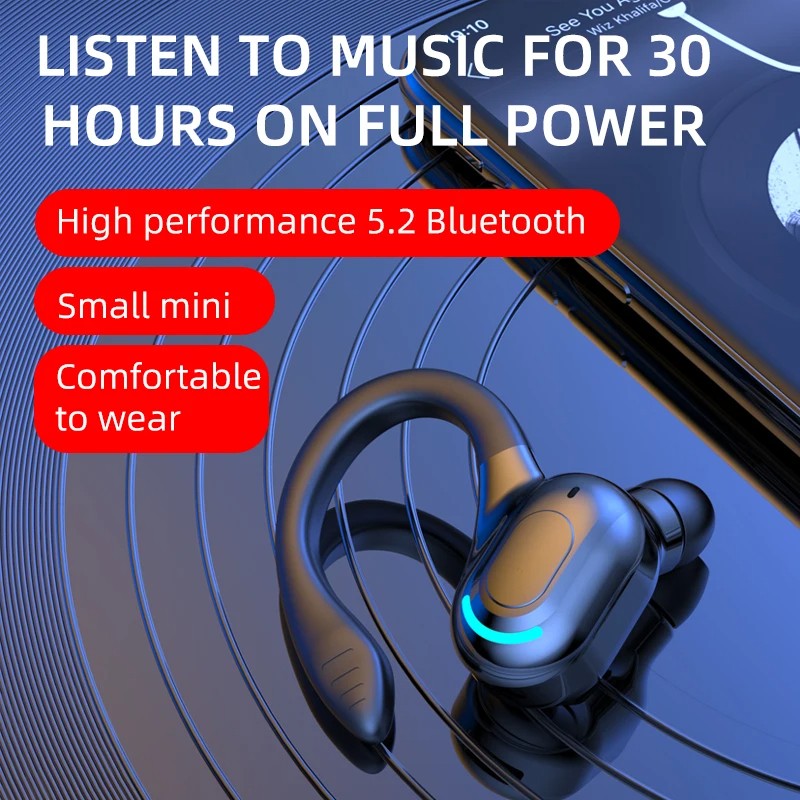 Bluetooth 5.2 Headset Wireless Earbuds Earphones Stereo Headphones Ear Hook Lot