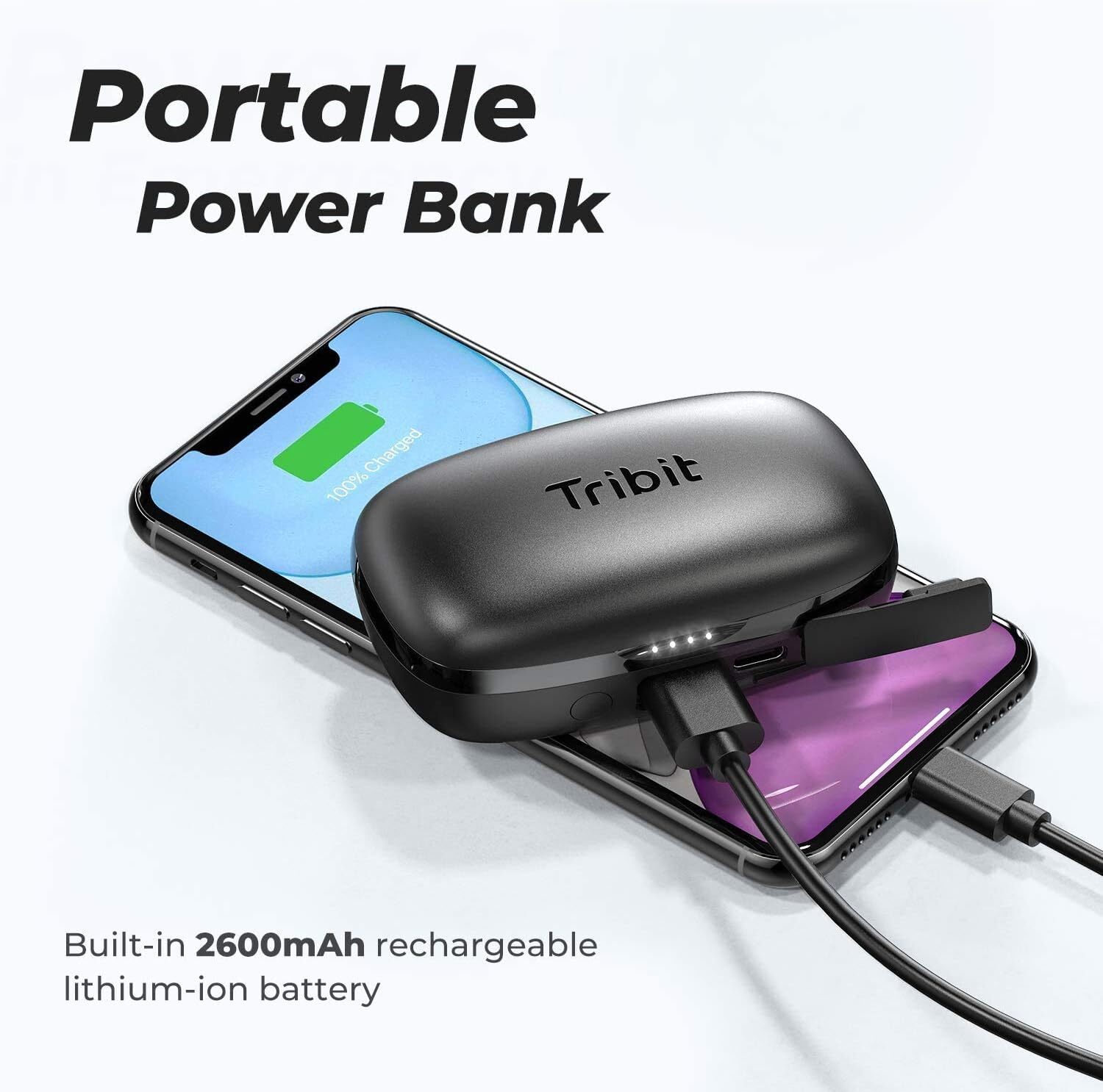 Tribit Wireless Earbuds 100H Playtime Bluetooth 5.0 IPX8 Waterproof Built in Mic