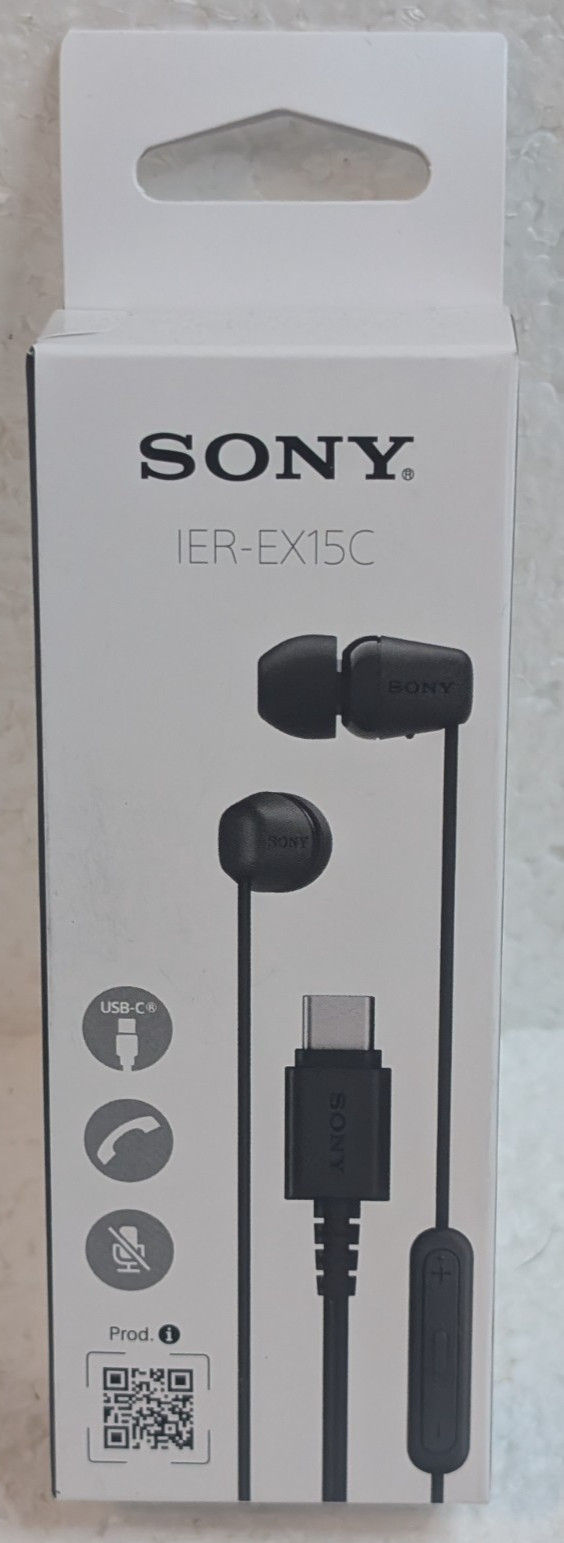Sony IER-EX15C W Stereo Earbud Headphones Wired USB-C Black New Sealed