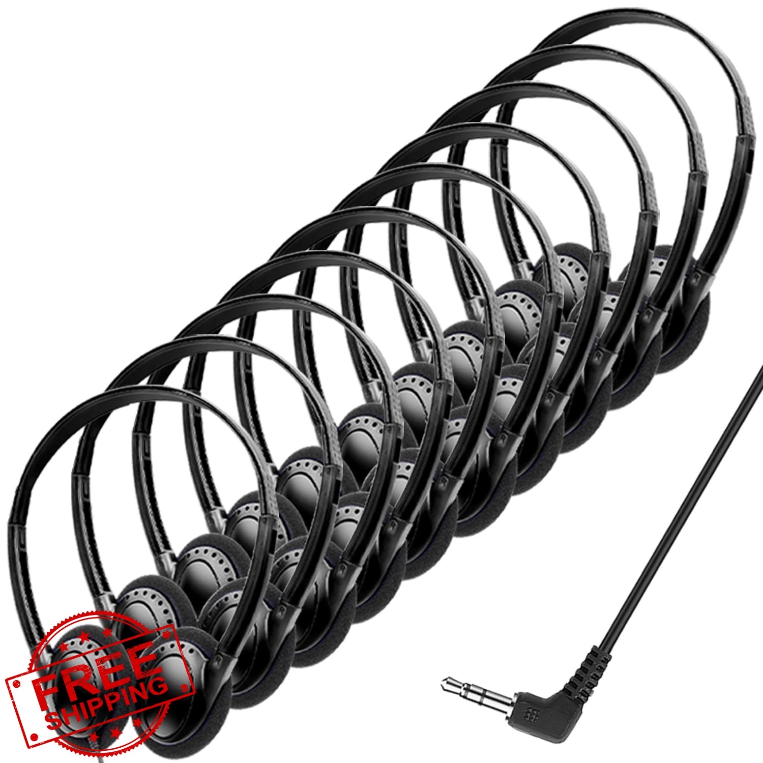 Wensdo Headphones 10 Pack Black