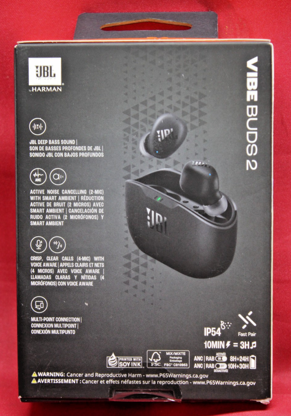 JBL Vibe Buds 2 True Wireless Noise Cancelling Bluetooth Earbuds Black