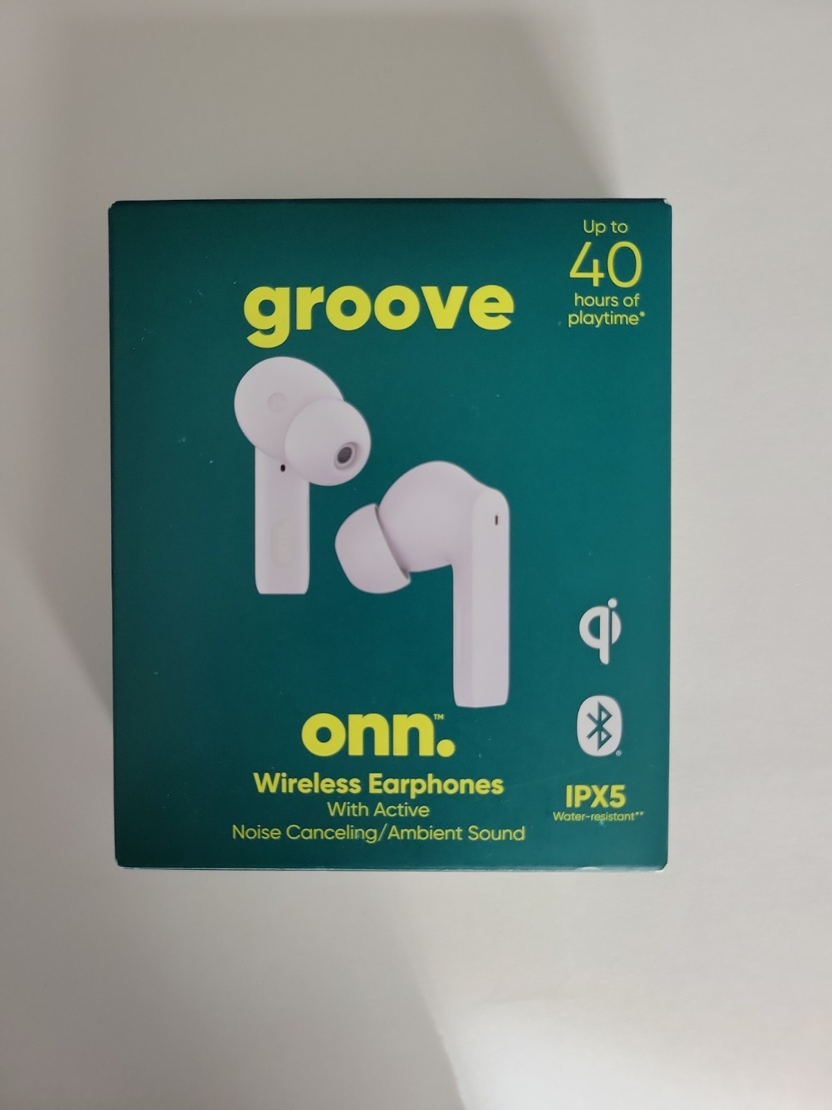 NEW onn. groove Bluetooth In-Ear Earbuds ANC/Ambient, Qi Wireless, IPX5 White