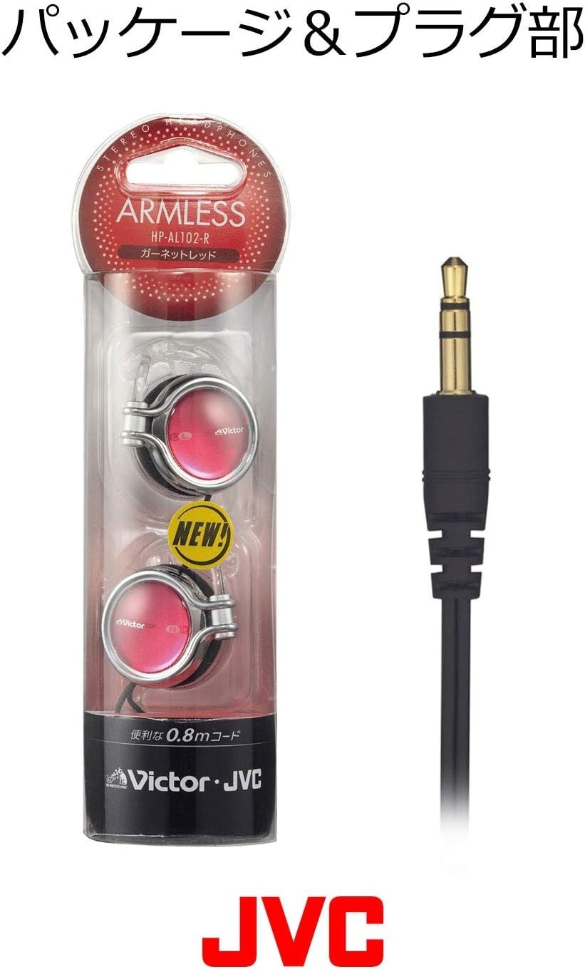 New JVC HP-AL102R Clip-on Headphones Garnet Red Japan Import Lightweight Comfort