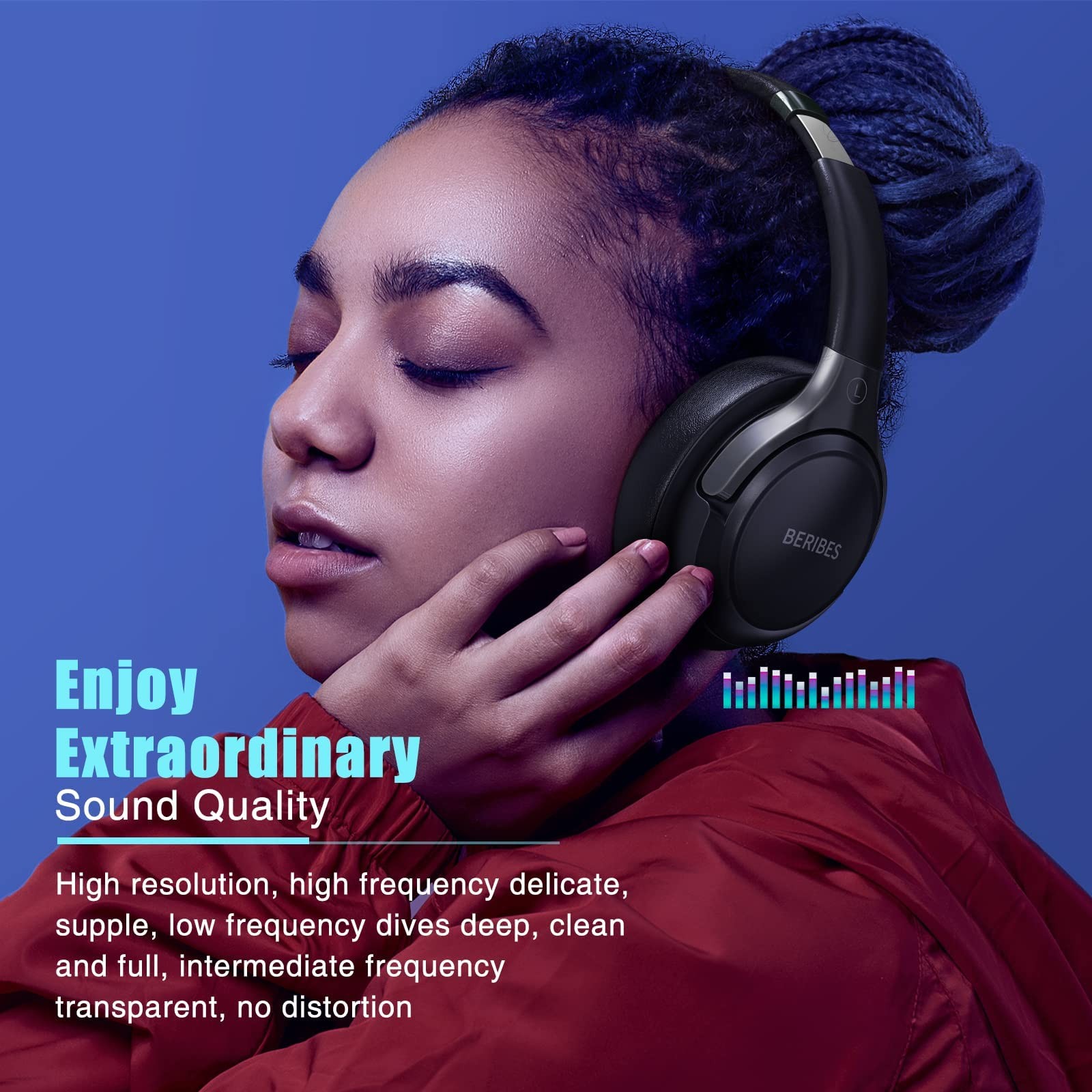 Bluetooth Headphones Over Ear, 65H Playtime and 6 EQ Music Modes Wireless Hea…