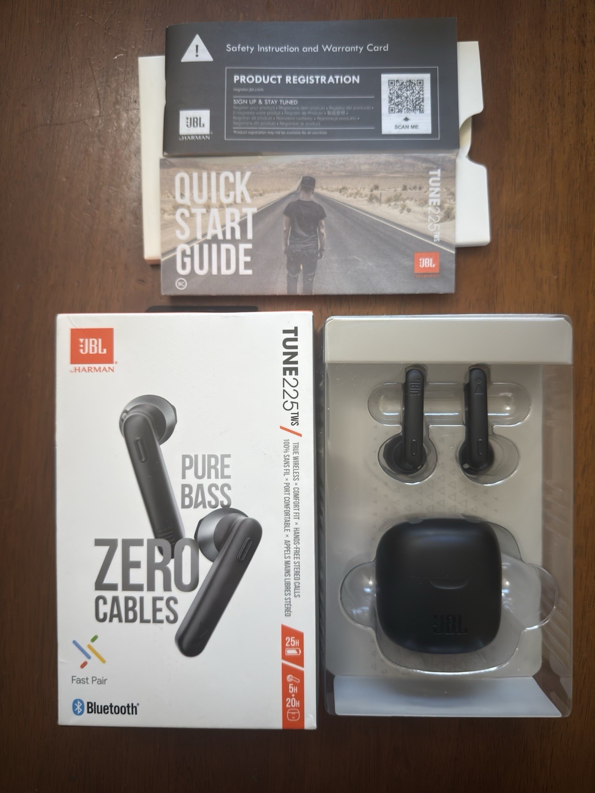 JBL Tune 225TWS True Wireless Black Earbud Headphones