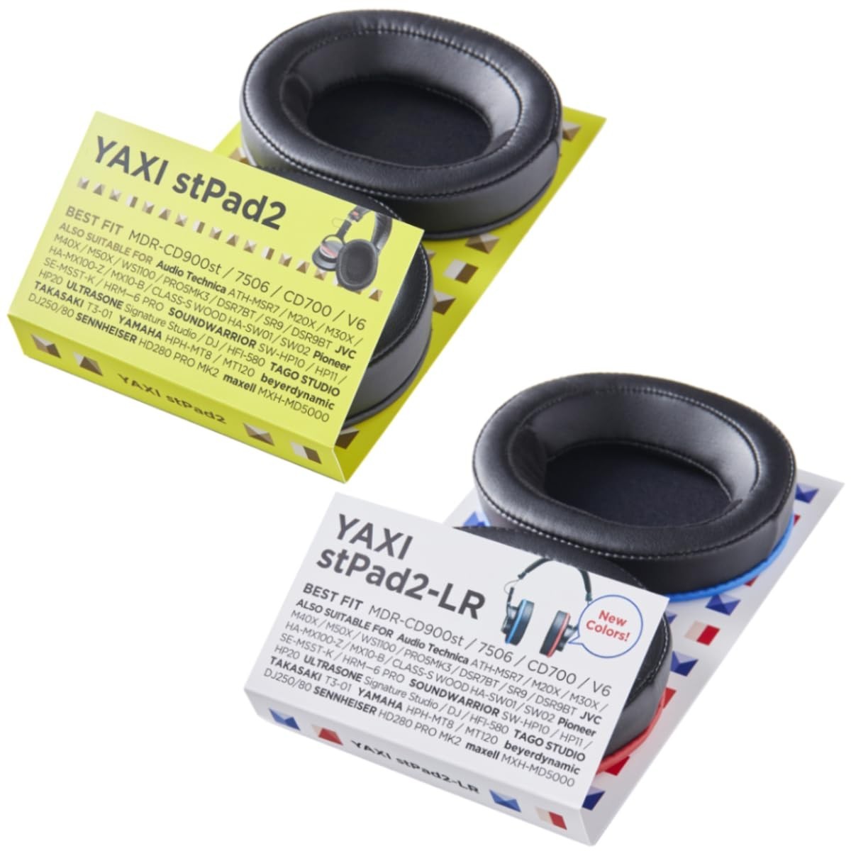 Comfortable Earpads for Sony MDR7506/900ST – 2 Pairs (Blue/Red & Black)