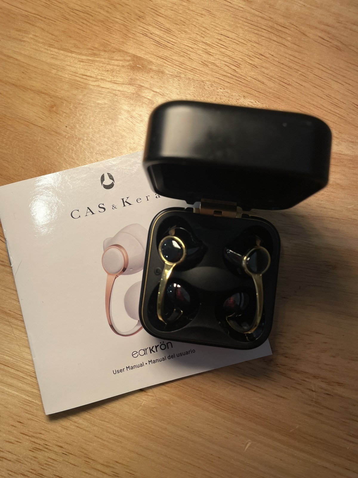 CAS & Kera EARKRON Black and Gold Earbuds MSRP $799 Fine Jewelry High End