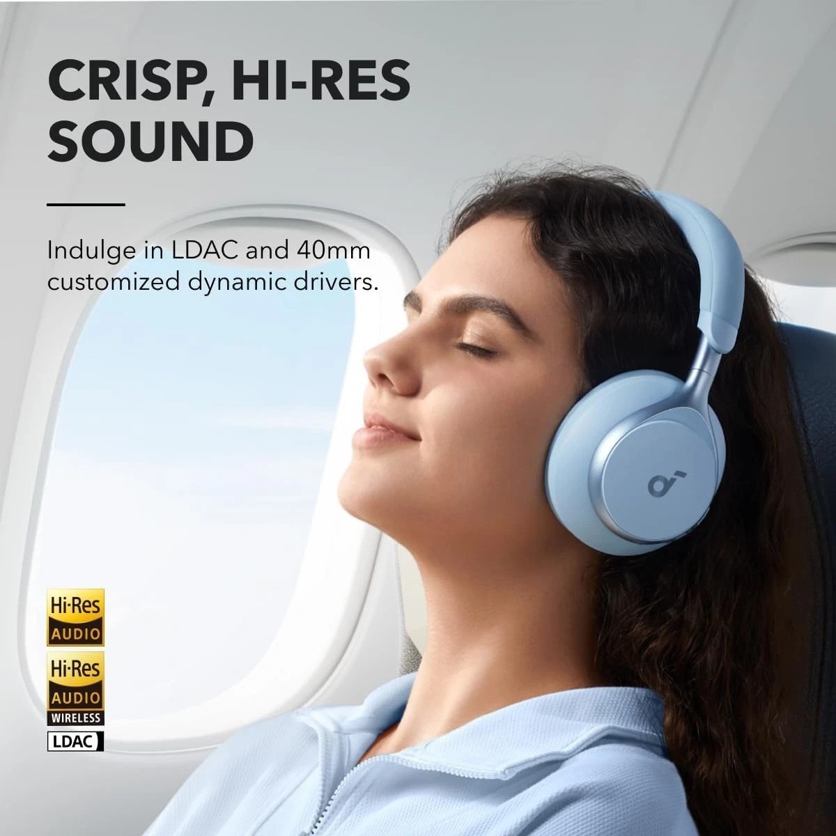 Space One Active Noise Cancelling Headphones – 40H Playtime & LDAC Hi-Res