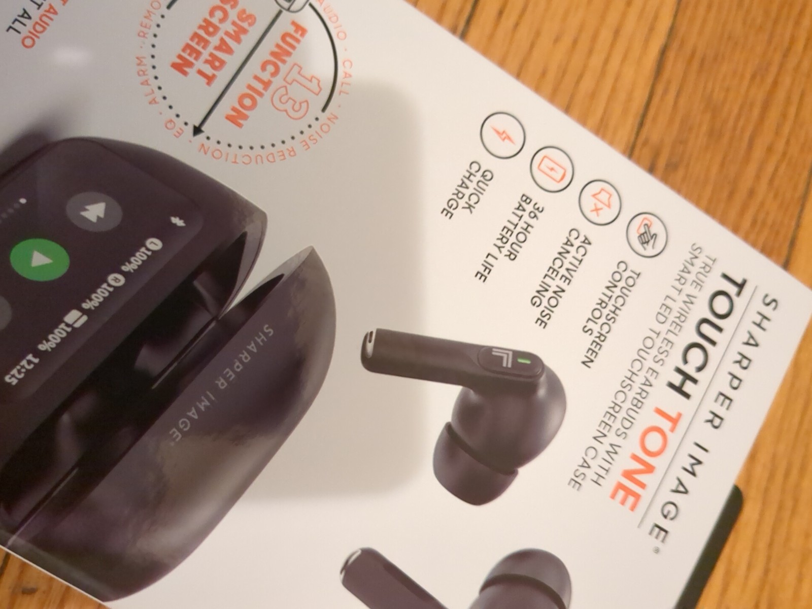 Sharper Image Touch Tone TWS Wireless Earbuds w/ Led Touch Screen Noise Cancel