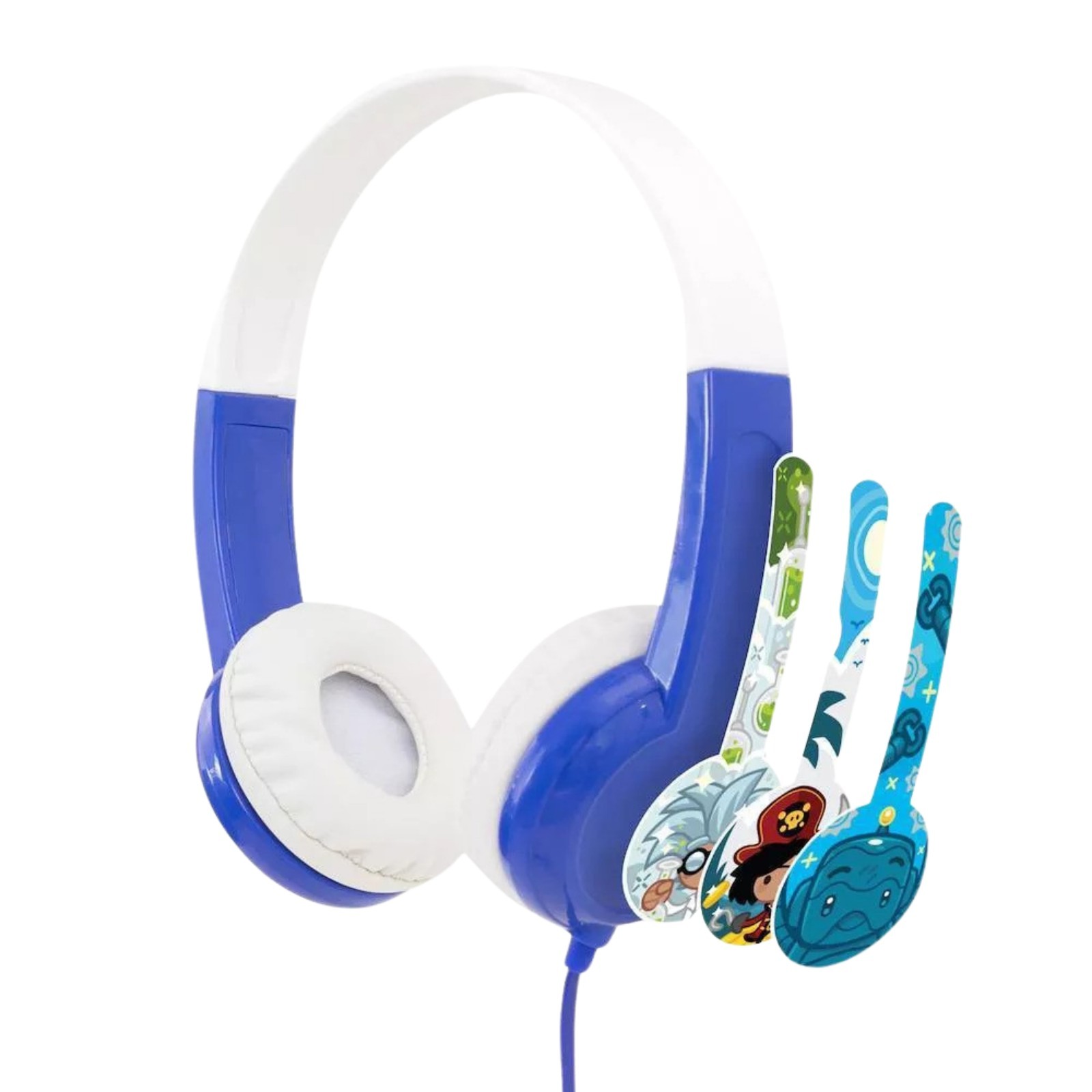 BuddyPhones DiscoverFun Wired Kids Headphones – Blue, Safe Audio, 3.5mm – NEW