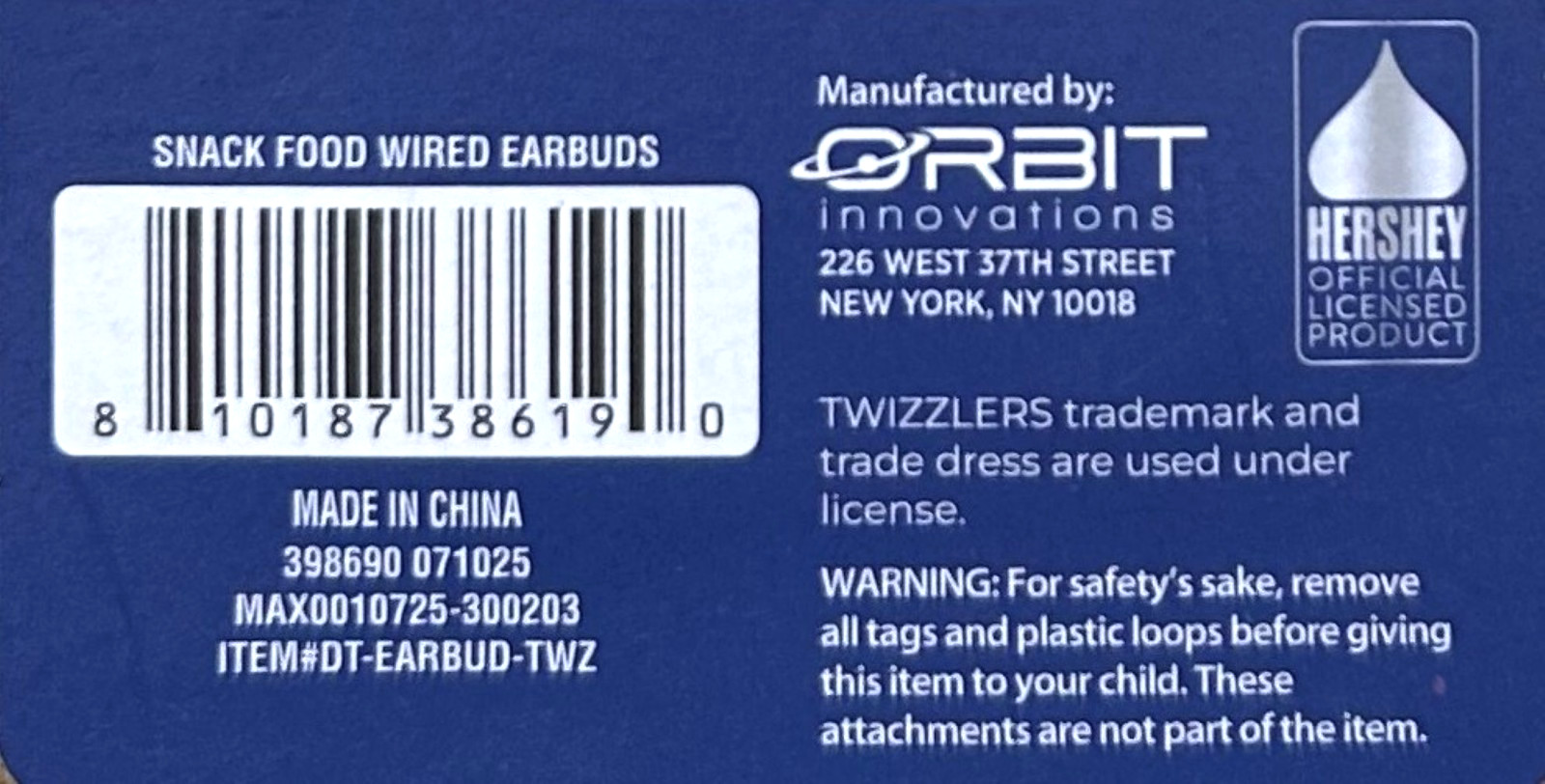 Twizzler 3.5mm Jack in Ear Headphones w/ Mic & Volume Control for most Devices