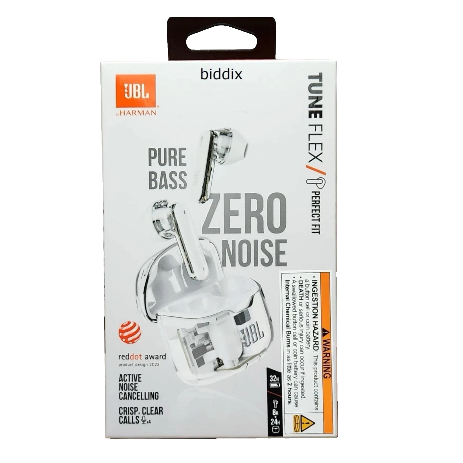 JBL Tune Flex True Wireless Bluetooth Active Noise Canceling Earbuds Ghost White