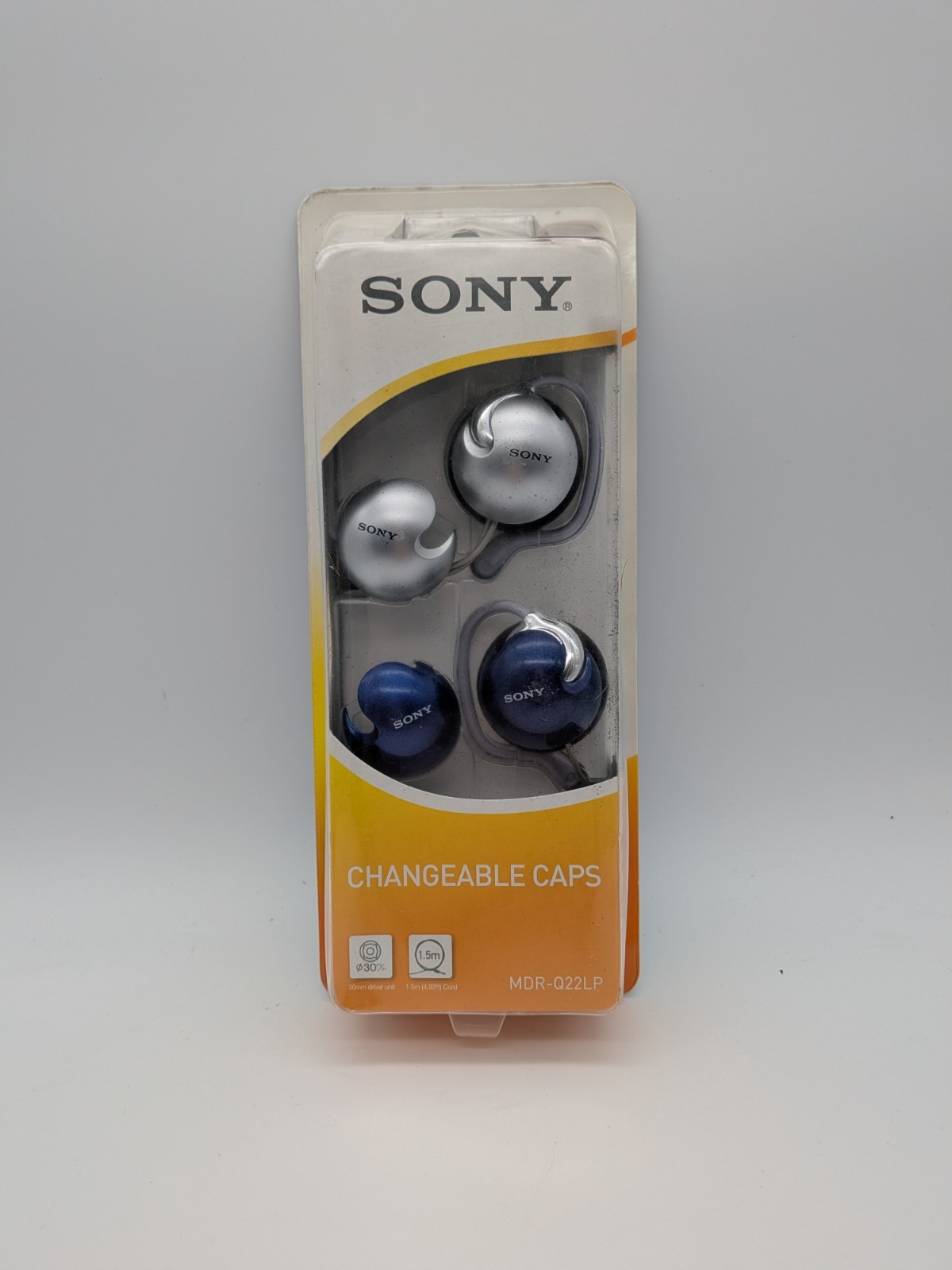 Sony MDR-Q22LP/SQ1 Stereo Headphones with Changeable Caps Blue & Silver NOS