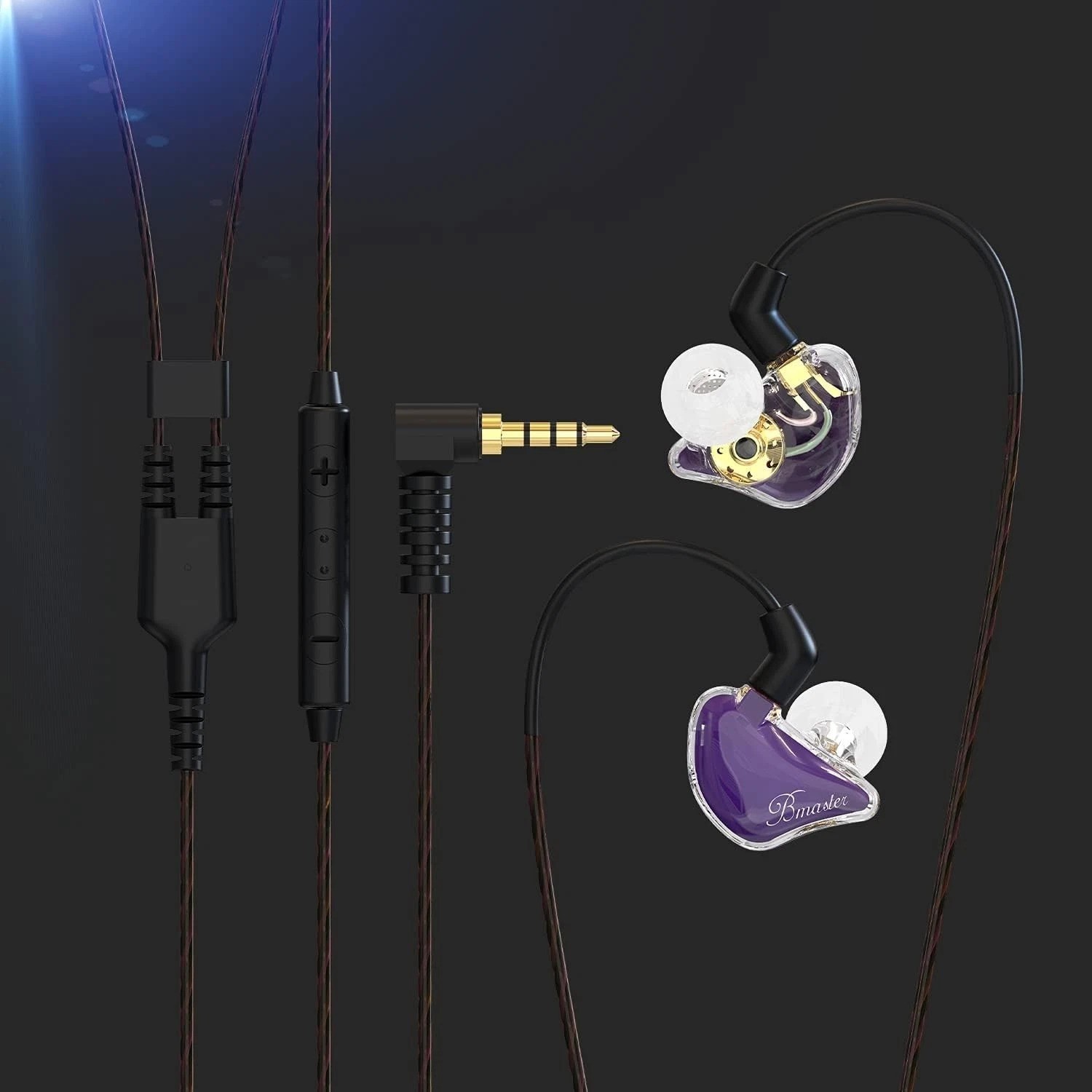 Bmaster Triple Driver IEM Purple Hifi Stereo Sound Isolation Detachable MMCX …