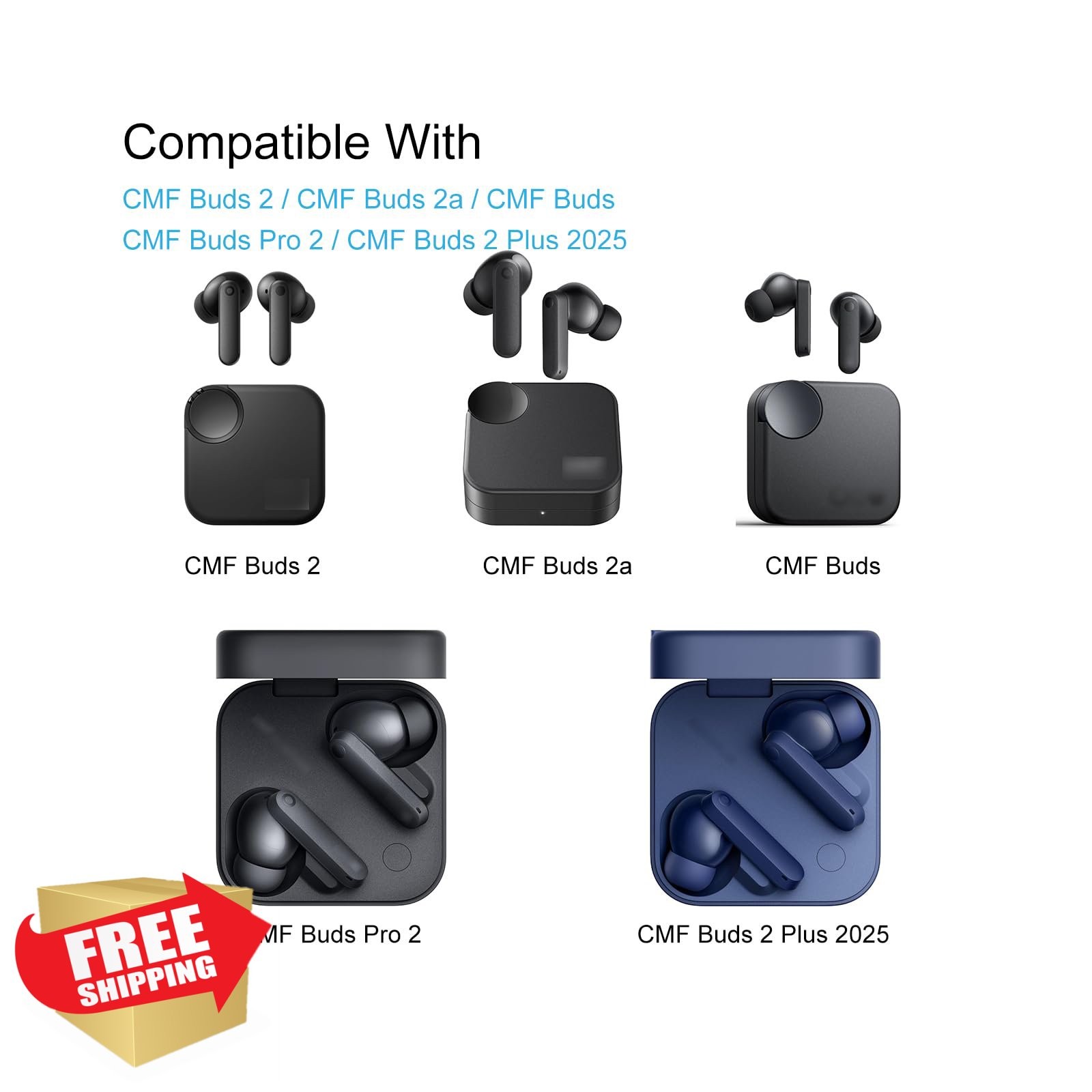 Klowcok CMF Buds Pro 2 Plus 2a Eartips 6 Pairs SML Black