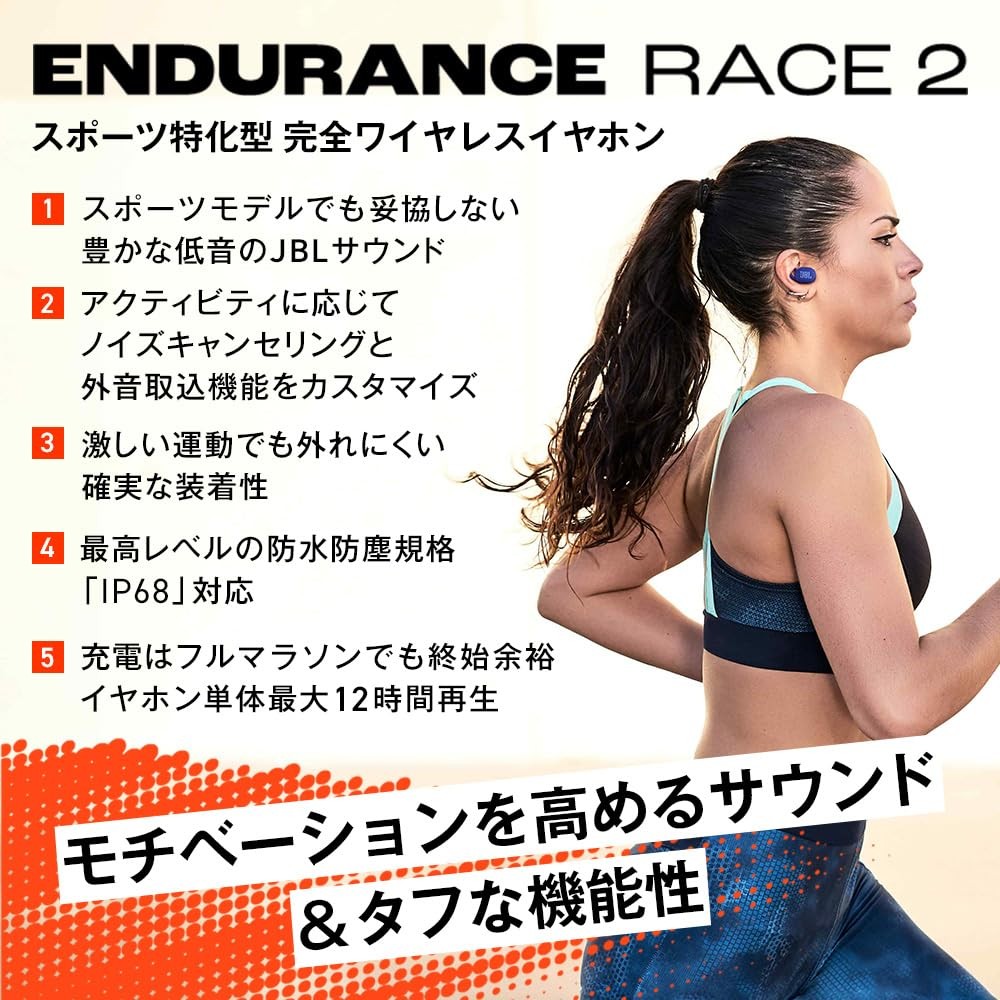 JBL Endurance Race 2 True Wireless Earbuds ANC Multipoint Sport IP68 White