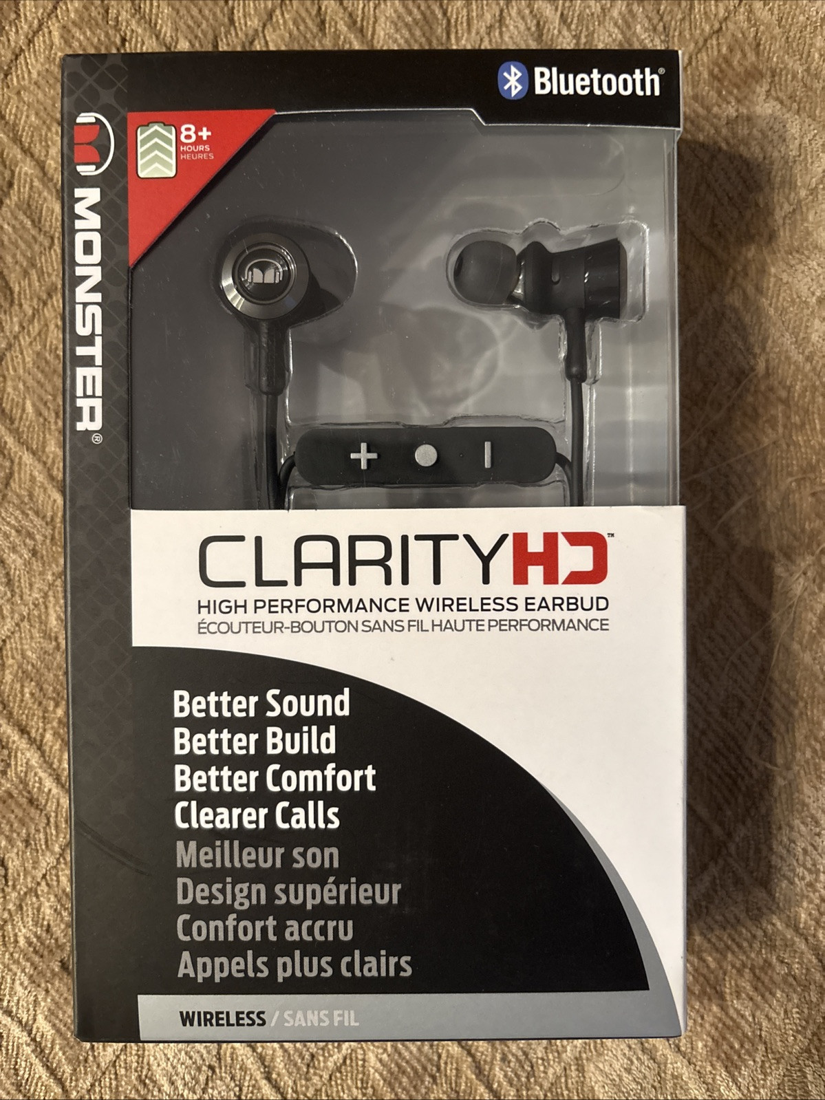 Monster Clarity HD Bluetooth High Performance Wireless Earbuds – Black – NIB