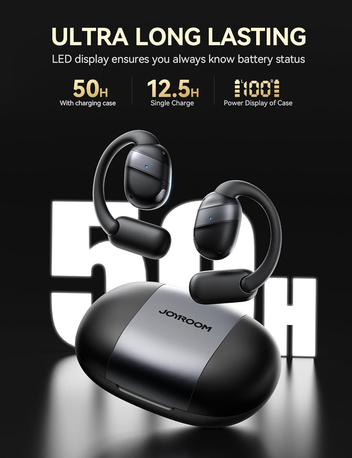 Open Ear Headphones Earbuds Wireless, 5.4 Bluetooth Ear Buds with Digital Displa