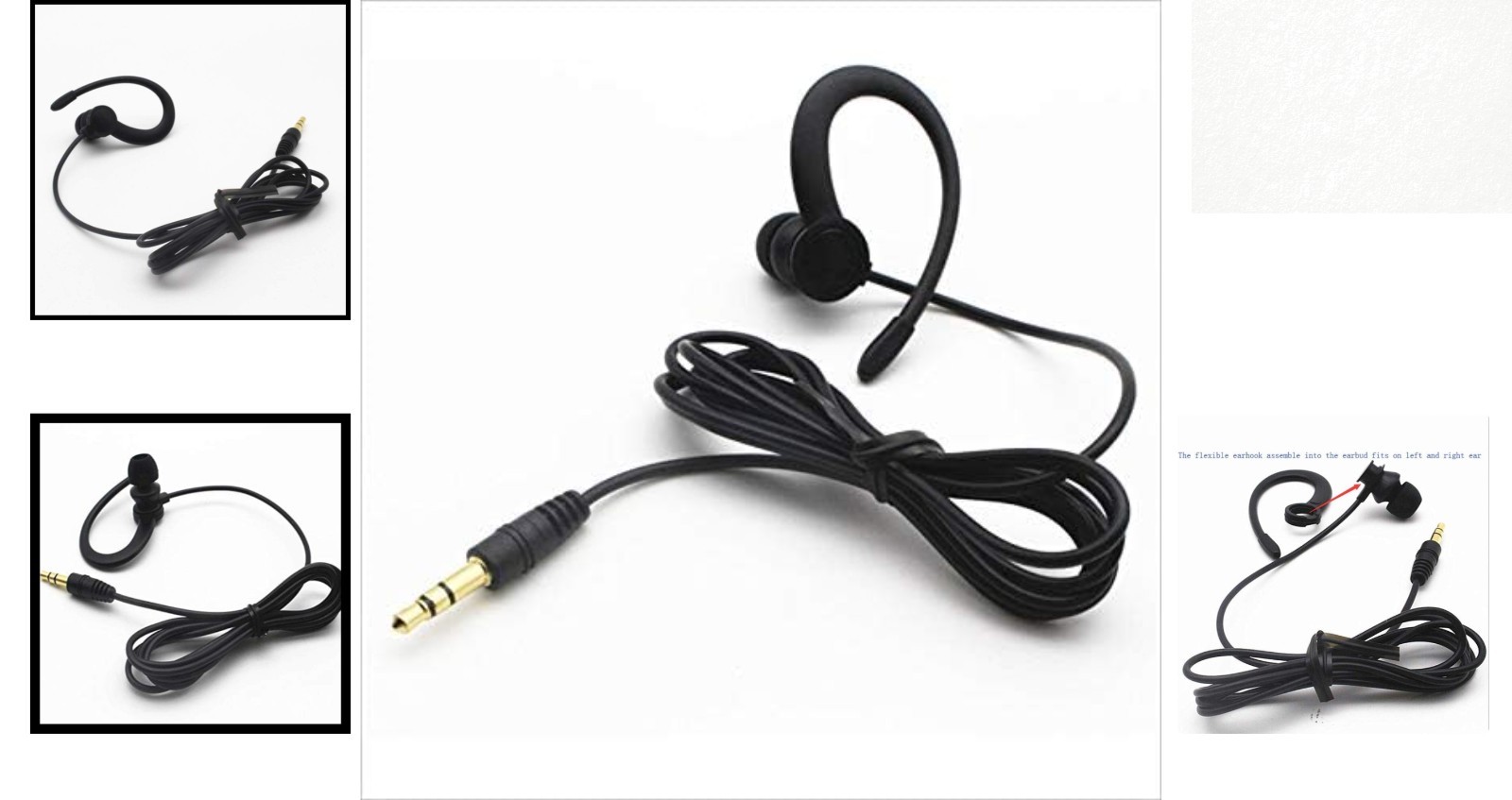 In-Ear Headphones with Tangle-Free Cable and Removable Hook for All Devices