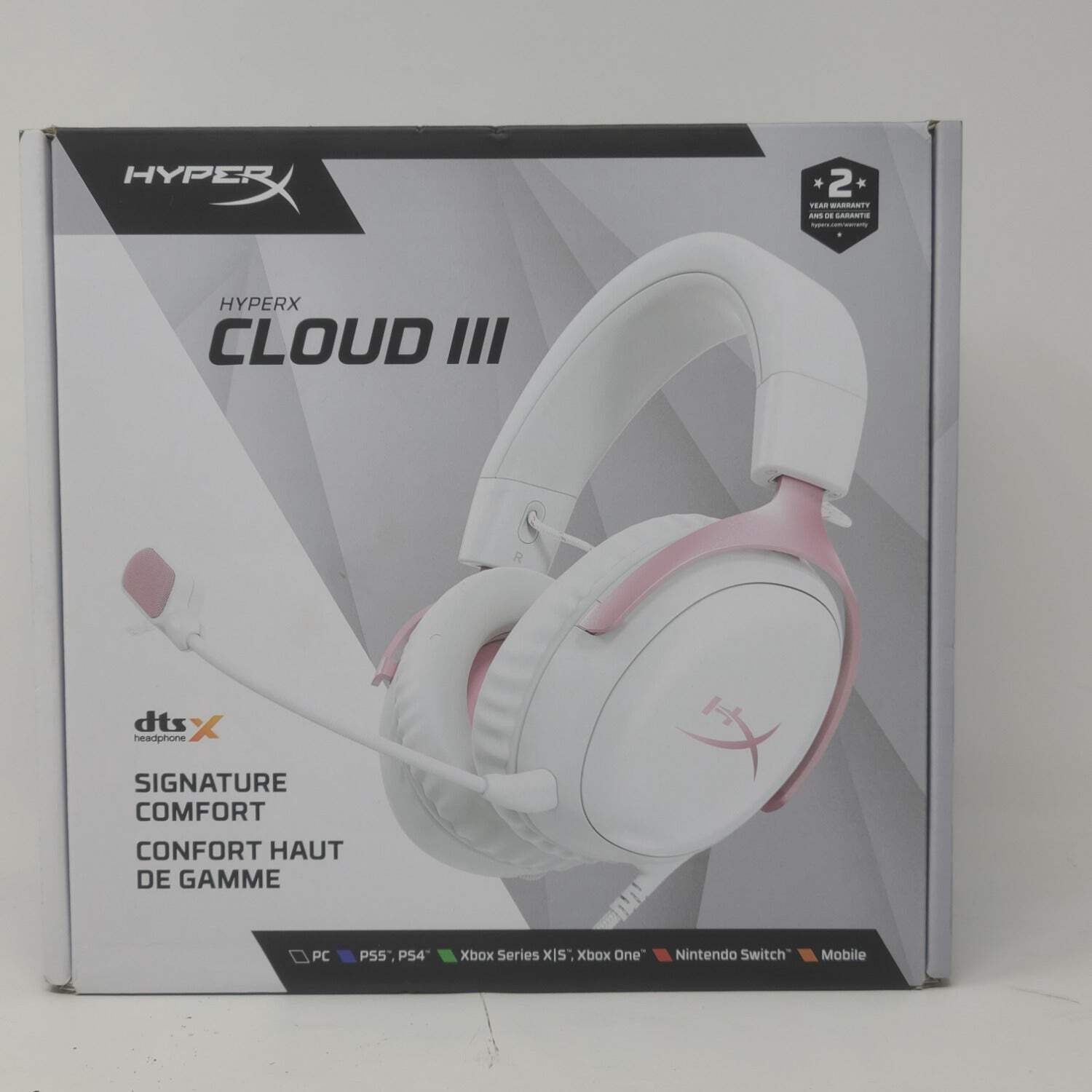 New Hyperx Cloud 3 Wireless Over-Ear Bluetooth Headphones White/pink 9W1Q4AA