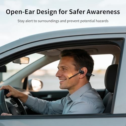 Open Ear Headphones With Mic Bluetooth 5.4 Dual Noise Canceling 23g Lightweight