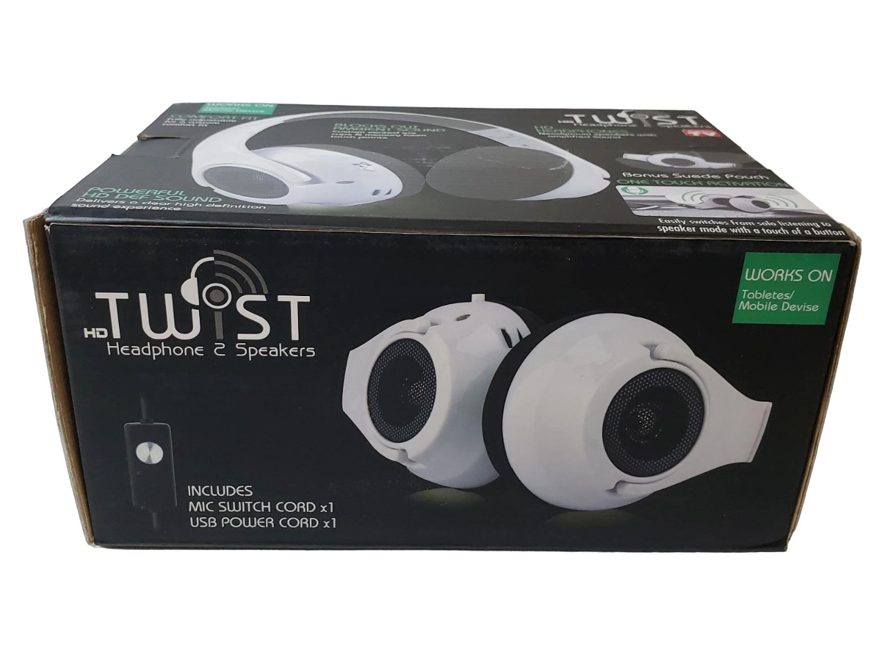 HD Twist Over Ear Headphones to Hybrid Speakers – Black