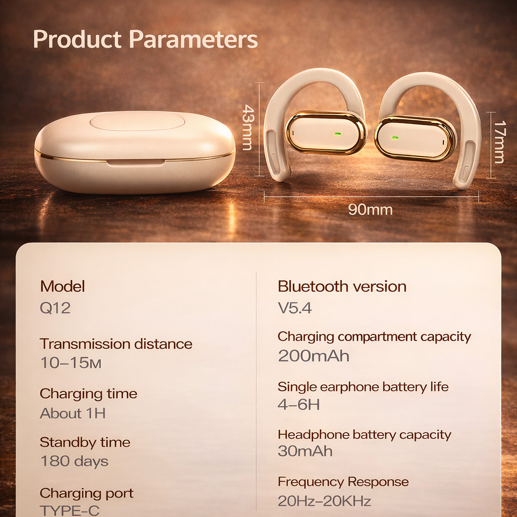 Open Ear Bluetooth 5.4 Headphones Wireless Earbuds For Sports Gym