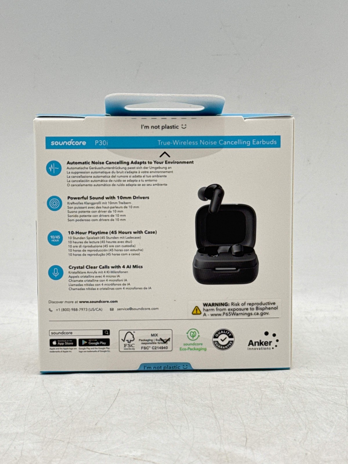 Soundcore P30i by Anker Noise Cancelling Wireless Earbuds – Brand New