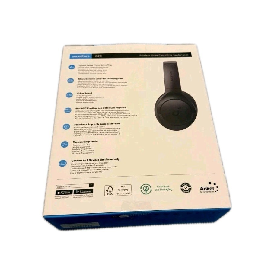 Soundcore Q20i Wireless Bluetooth Headphones Black Hybrid ANC Fast Charging EQ
