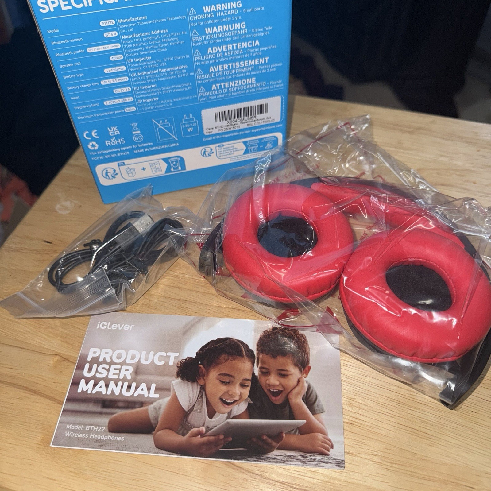 iClever BTH22 Kids Bluetooth Headphones, 60H Play Time, 74/85 dBA Safe Volume