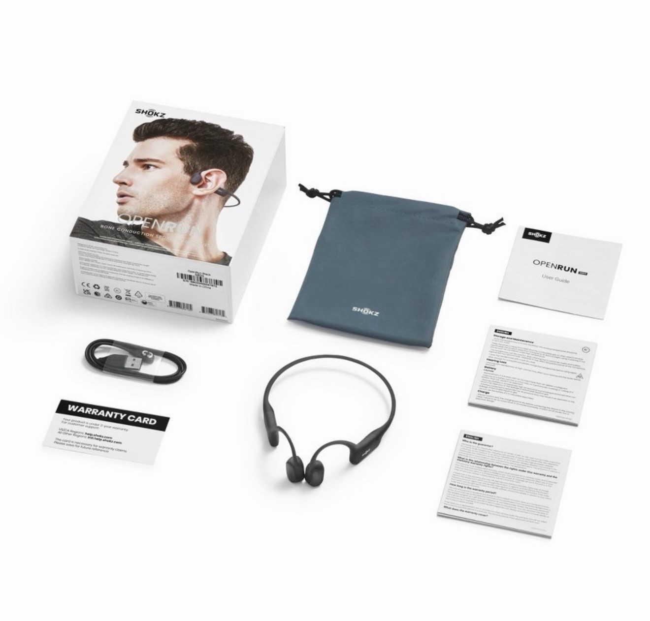 Shokz OpenRun Open-Ear Bluetooth Headphones Black Water Resistant