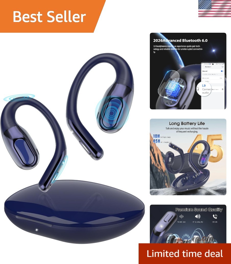Open Ear Headphones Bluetooth 6.0 Immersive Stereo, 2026 Wireless Sports Earb…