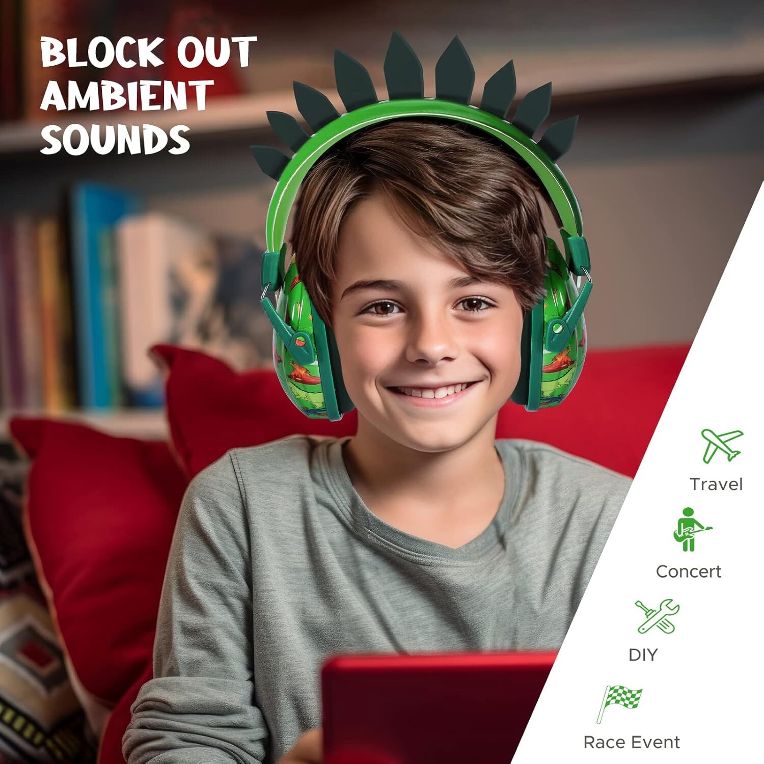 Kids Dinosaur Noise Cancelling Earmuffs – Hearing Protection for Ages 1 to 12