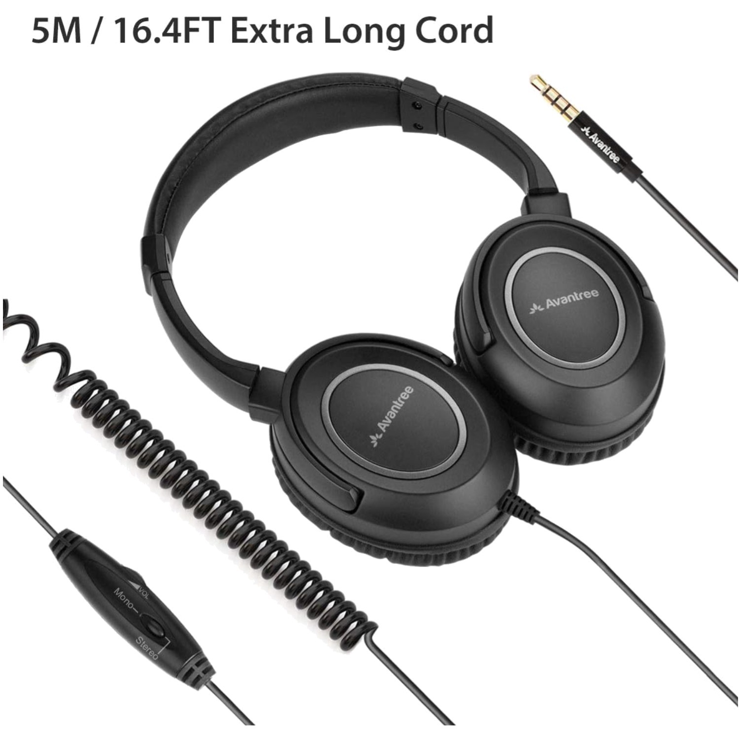 HF039 Stereo Sound Headphones – Volume Control, 16.4ft Cable