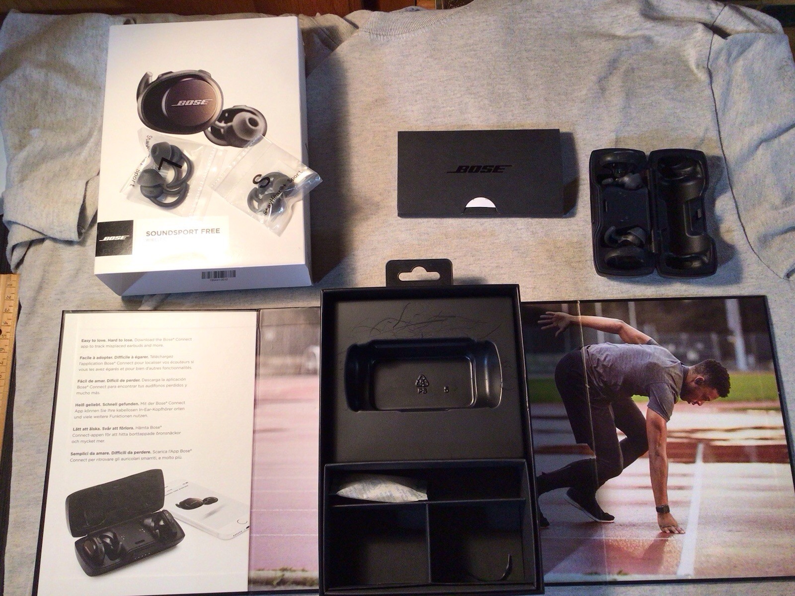 Bose Soundsport Free Wireless Earbuds 774373-0010 Box And Papers No Charge Cord