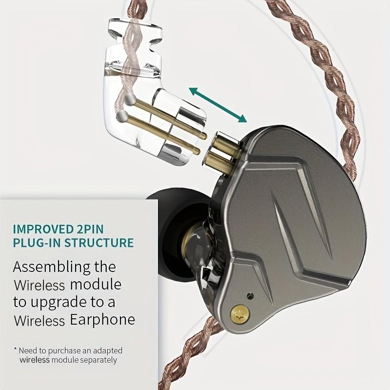 KZ ZSN Pro IEM Hybrid Dual-Driver In-Ear Headphones Detachable Cable HiFi