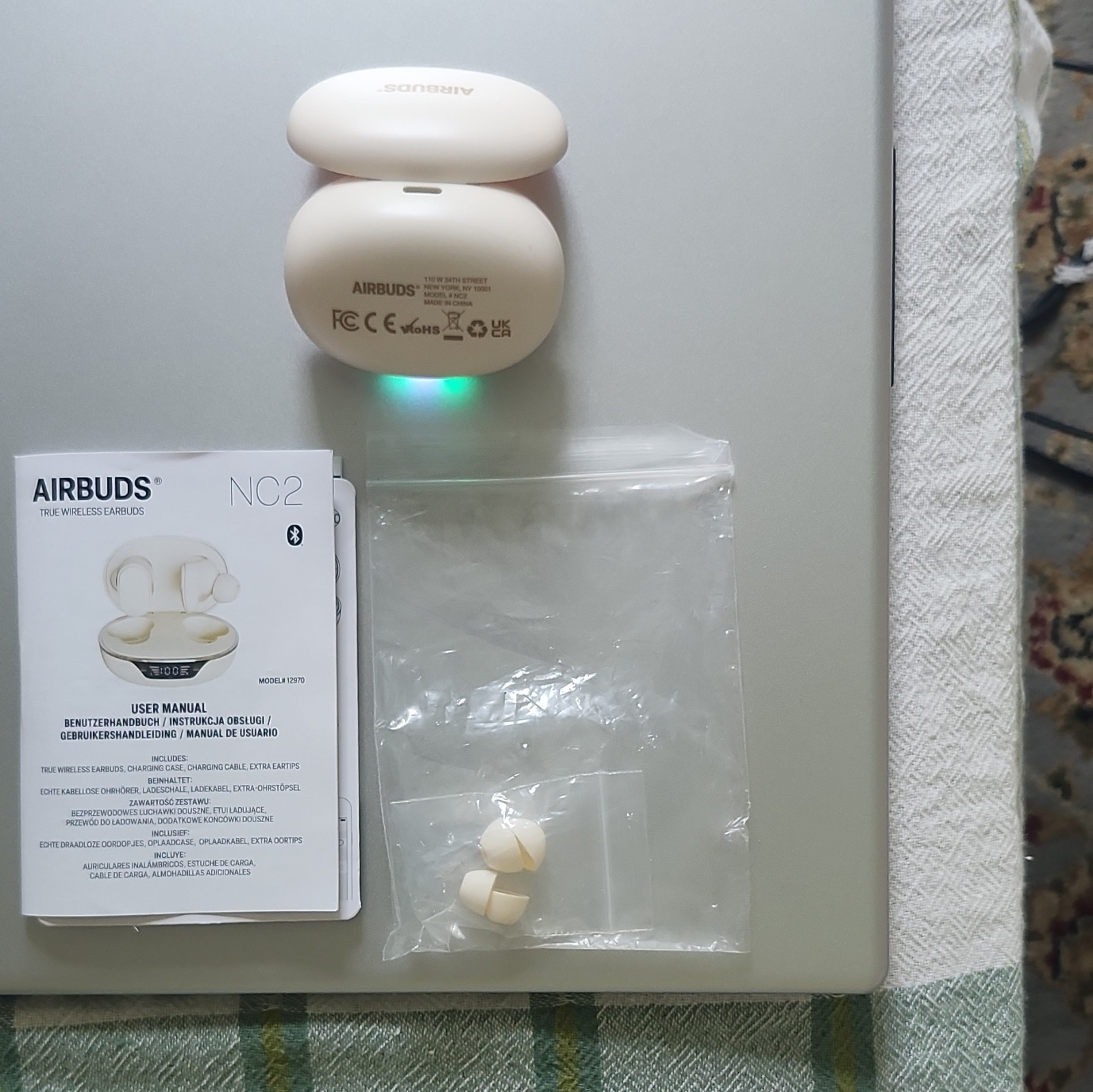 AIRBUDS NC2 True Wireless Bluetooth In-Ear Earbuds ANC w/ Charging Case Cream