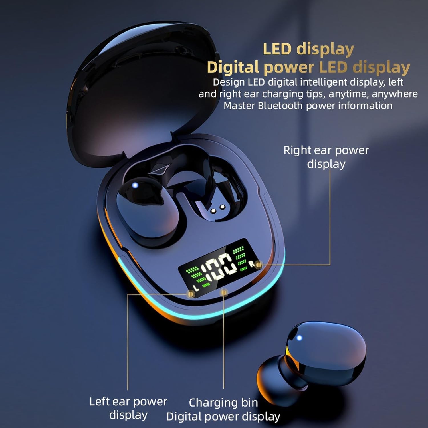 Bluetooth Earbuds with LED Display Touch Control TWS Headphones for iOS/Android
