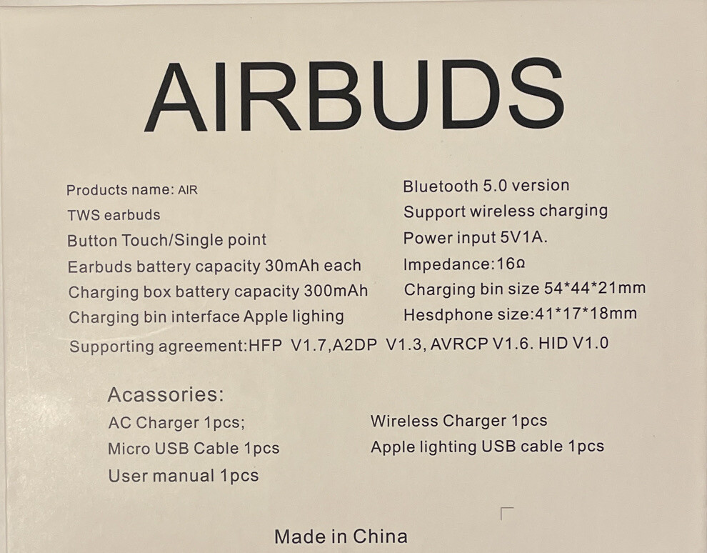 New Airbuds With Charger Included-Never Opened