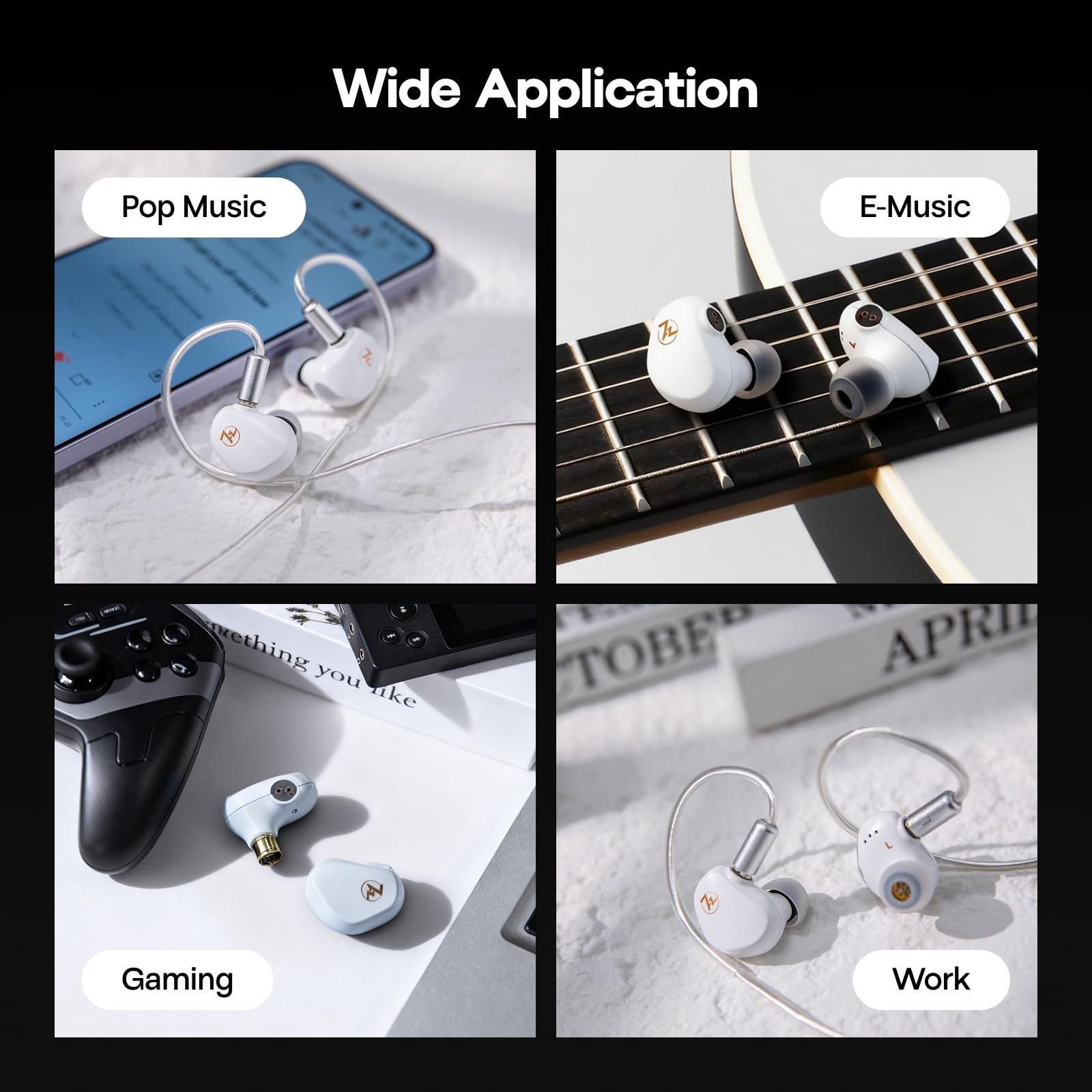 Linsoul 7HZ G1 in-Ear Monitor, 10mm DLC Diaphragm Dynamic Driver IEM White