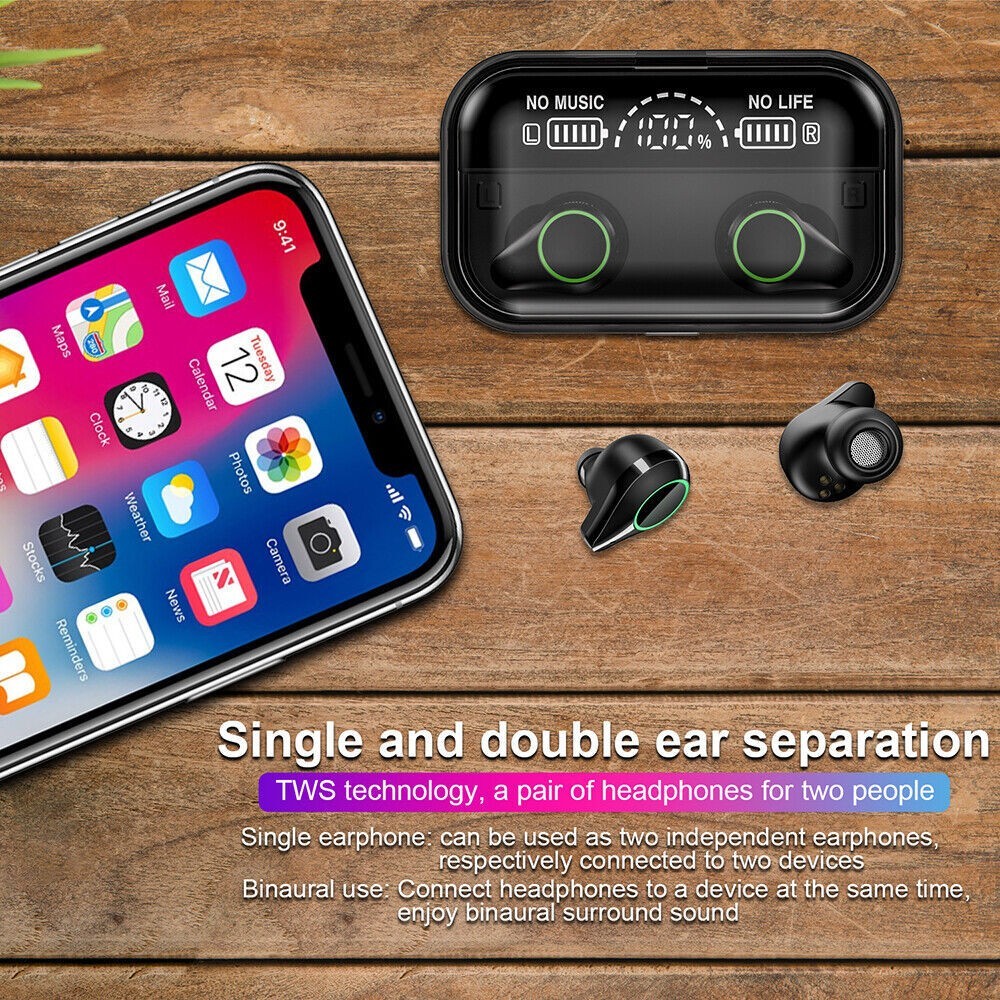 Bluetooth Earphone Wireless Earbuds Headphones Headset for iPhone Cell Phone