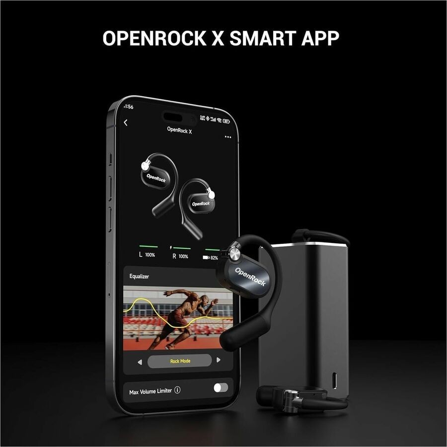OpenRock X Open-Ear Air Conduction Sport Earbuds Bluetooth Black