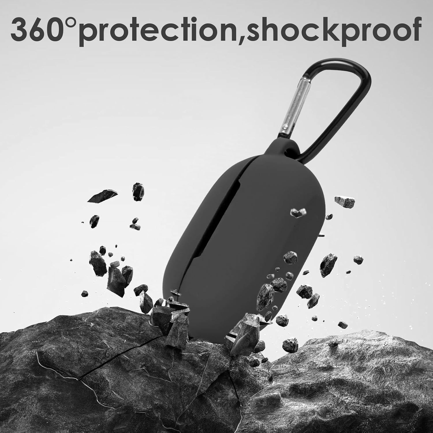 Stylish Black Shockproof Silicone Cover for Beats Solo Buds 2024 with Carabiner