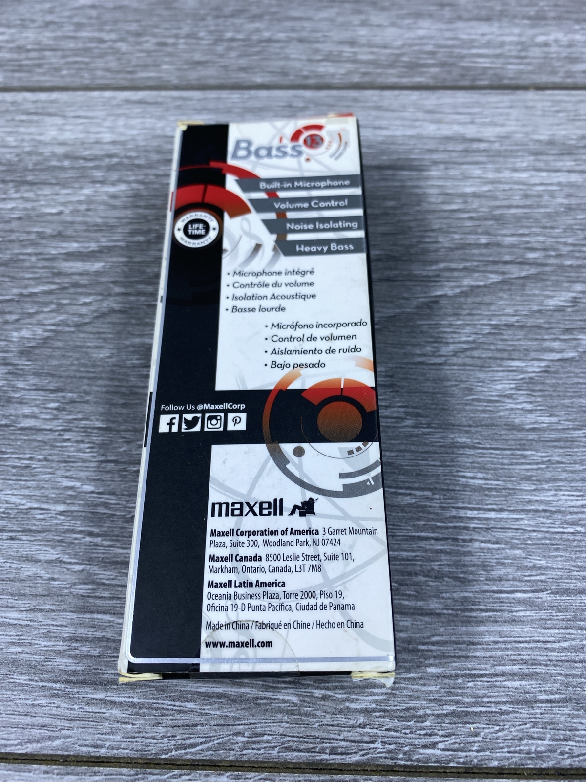 Maxell Bass 13 Metallic Earbuds with Mic & Volume Control Black Deep Rich Bass